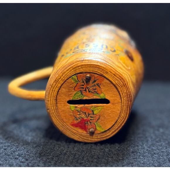 Vintage “Cuss Box” Wooden Mug – Rustic Folk Art Gag Gift / Swear Jar Humor 1970s - Picture 4 of 6